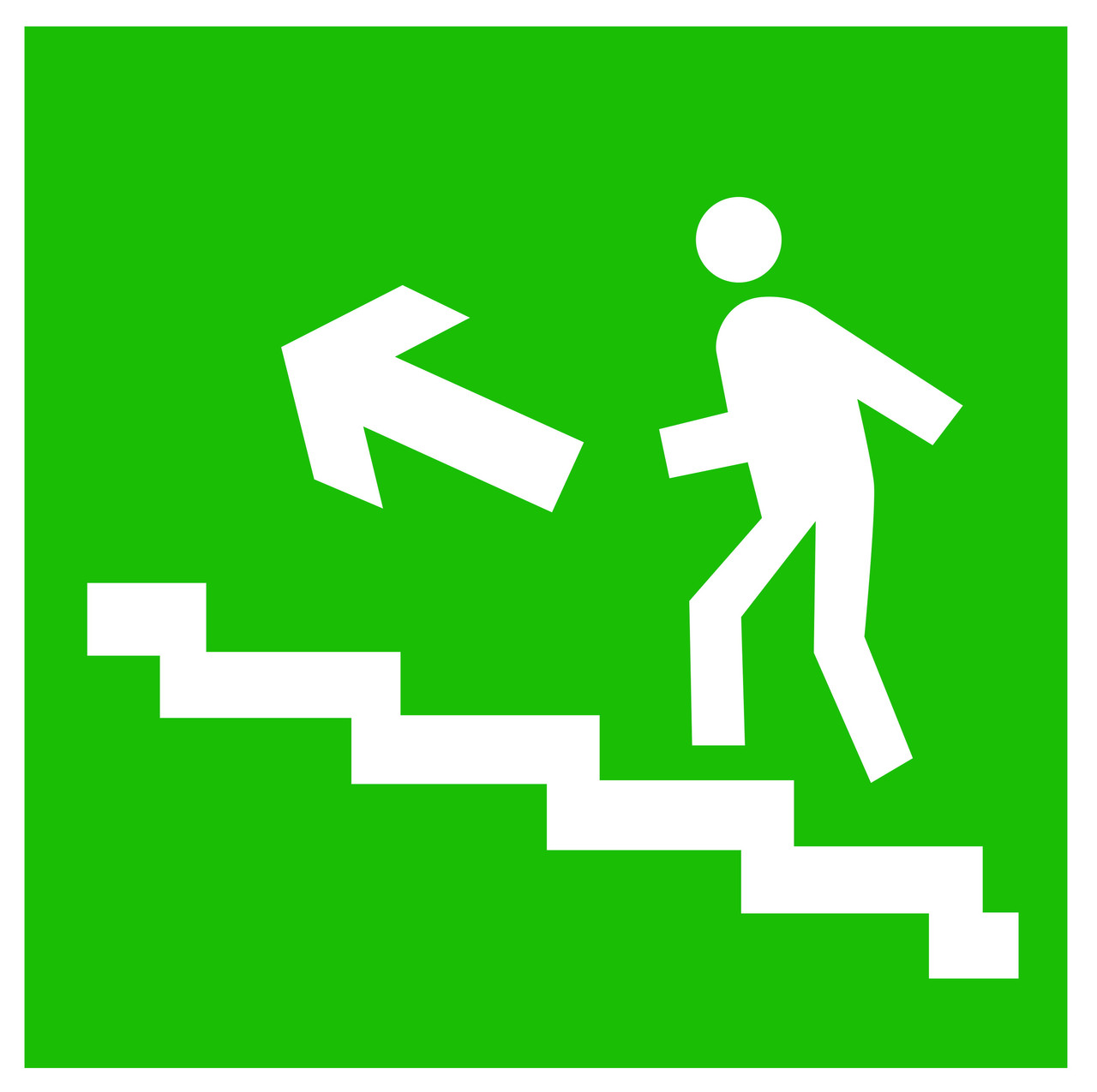 Табличка Направление к эвакуационному выходу по лестнице вверх (левосторонний) - фото 1 - id-p32037187