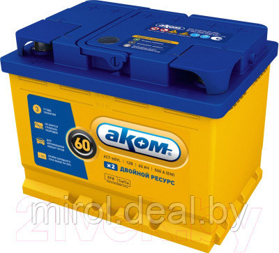 Автомобильный аккумулятор AKOM 6СТ-60 Евро+EFB - фото 1 - id-p222058444
