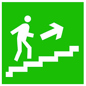 Табличка Направление к эвакуационному выходу по лестнице вверх (правосторонний)
