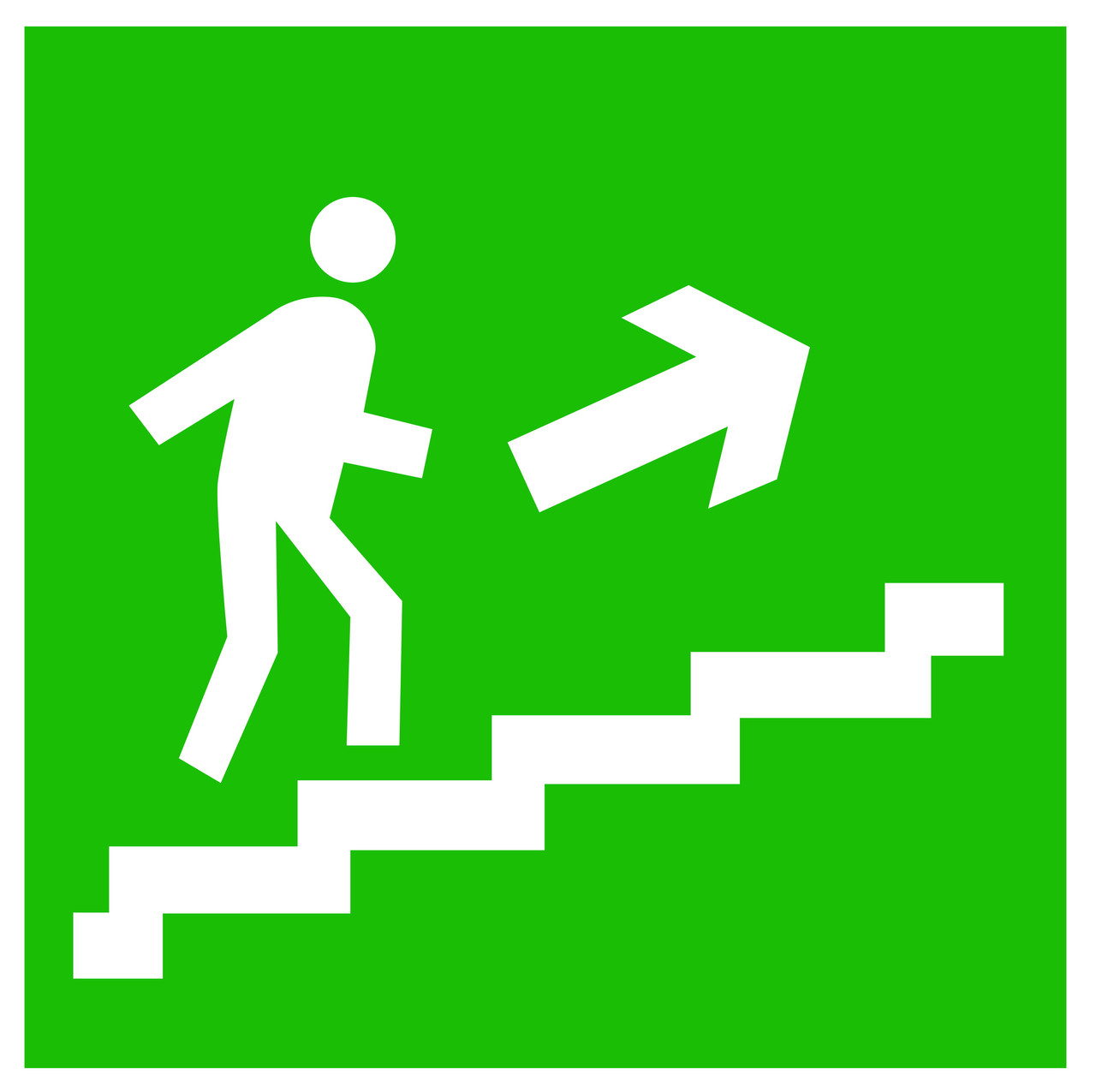 Табличка Направление к эвакуационному выходу по лестнице вверх (правосторонний) - фото 1 - id-p32037196