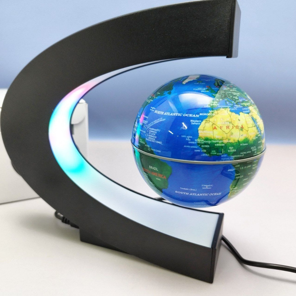 Магнитный левитирующий глобус с подсветкой Globe floating in midair / Светильник - ночник с RGB подсветкой - фото 5 - id-p222069776