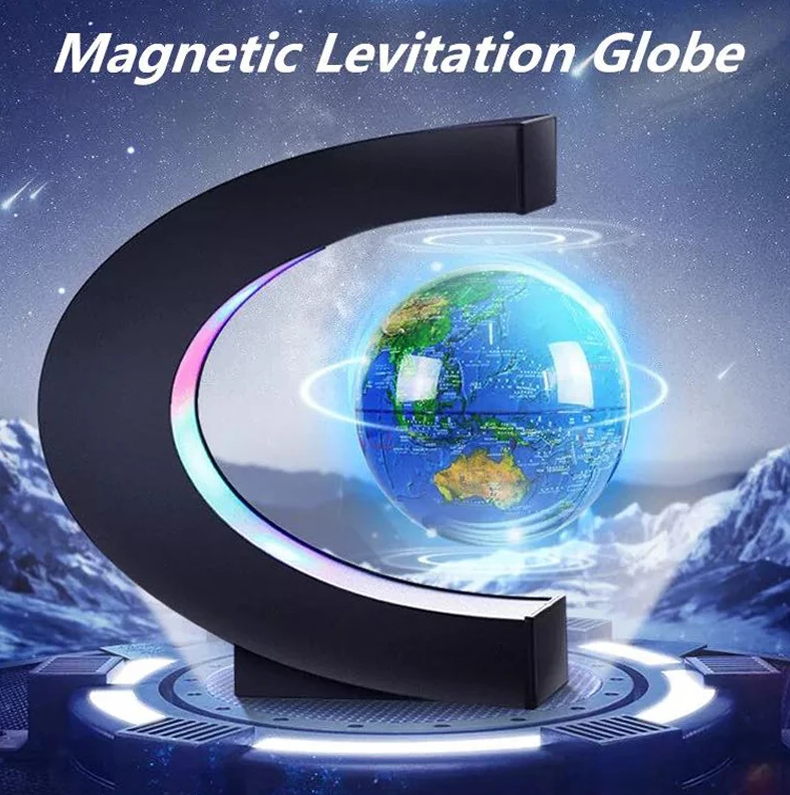 Магнитный левитирующий глобус с подсветкой Globe floating in midair / Светильник - ночник с RGB подсветкой - фото 6 - id-p222069776