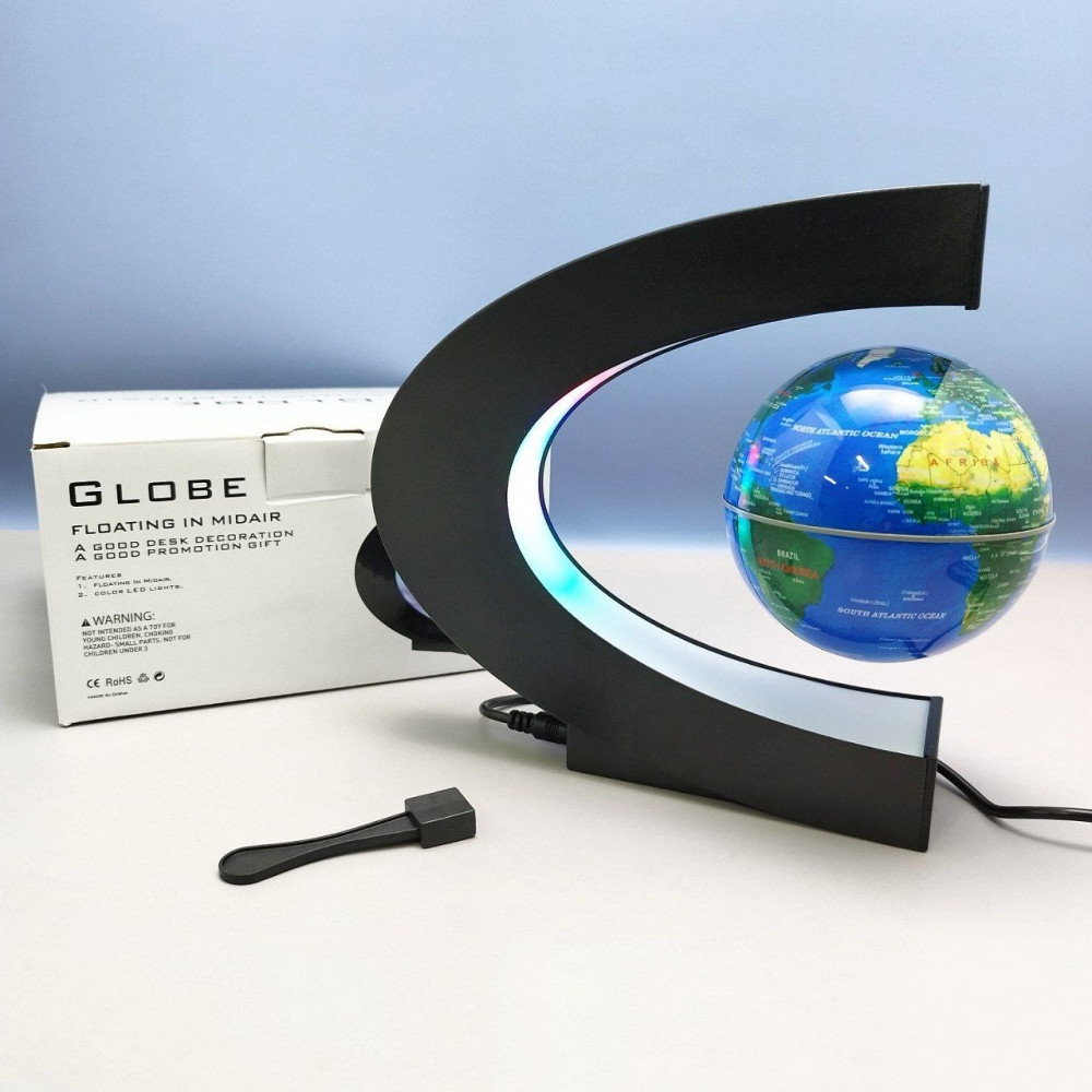 Магнитный левитирующий глобус с подсветкой Globe floating in midair / Светильник - ночник с RGB подсветкой - фото 7 - id-p222069776
