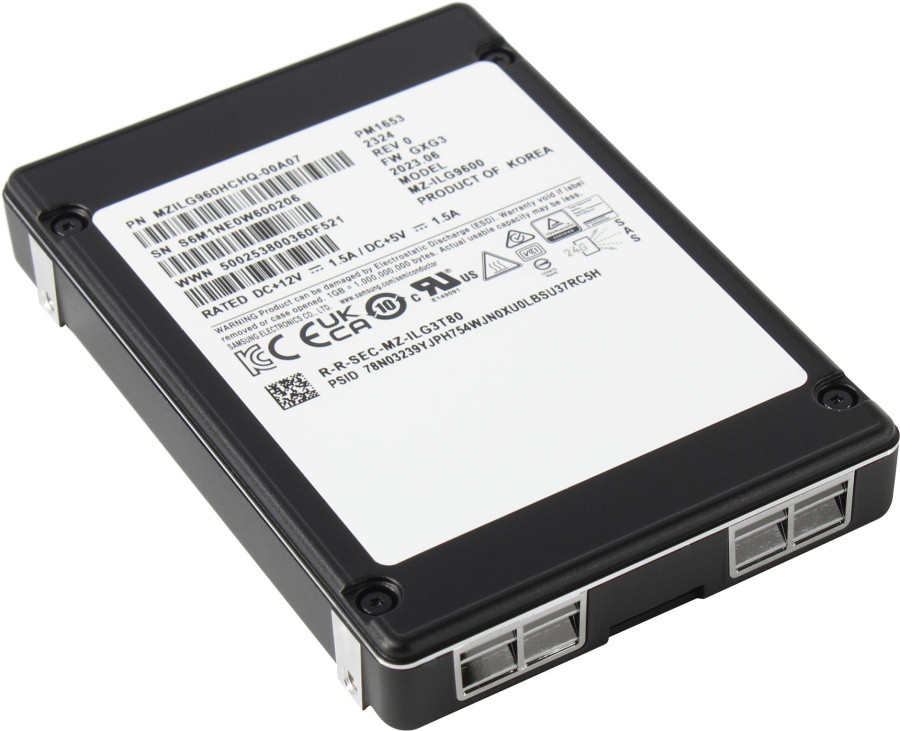 Накопитель SSD 960 Gb SAS 24Gb/s Samsung PM1653 MZILG960HCHQ-00A07 2.5" 15mm, SAS 24Gb/s, 3D TLC, R/W 4200/up