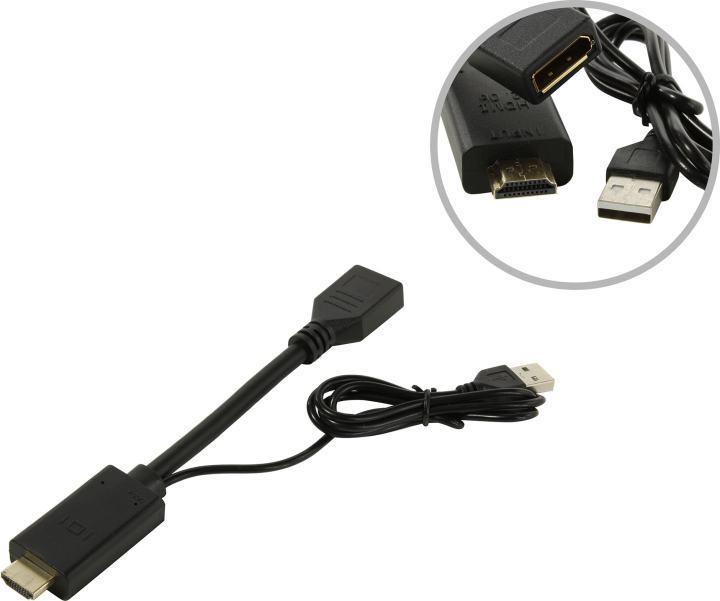 KS-is KS-501 Кабель-адаптер HDMI (19M) - DisplayPort (F) питание USB - фото 1 - id-p222074980