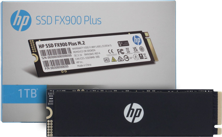 Накопитель SSD 1 Tb M.2 2280 M HP FX900 Plus 7F617AA (PCI-E 4.0 x4, up to 7100/6300MBs, 3D NAND, 600TBW, NVMe - фото 1 - id-p222075079