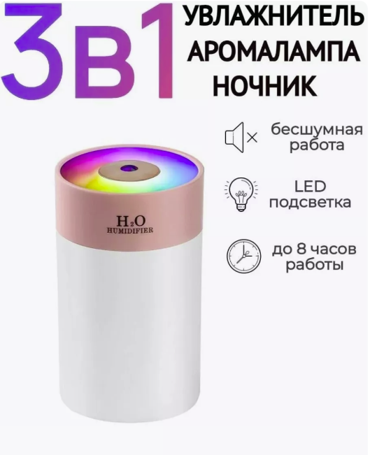 Увлажнитель аромадиффузор-ночник воздуха H2O humidifier - фото 10 - id-p222118931