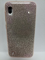 Чехол Samsung A10 с блестками серебро серебристо розовый