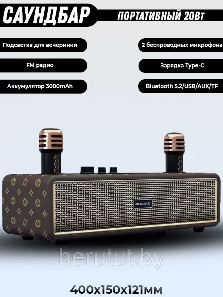 Караоке система для дома BOOMSBASS M2204+ с 2 микрофонами - фото 7 - id-p222131689