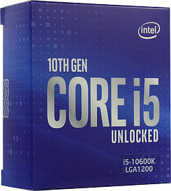 Процессор CPU Intel Core i5-10600K BOX 4.1 GHz/6core/SVGA UHDGraphics 630/1.5+12Mb/125W/8 GT/s LGA1200