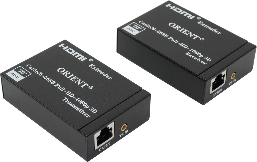 Удлинитель Orient VE045IR HDMI Extender (HDMI 19F- RJ45 - HDMI 19F до60м) +2 б.п. - фото 1 - id-p214955991