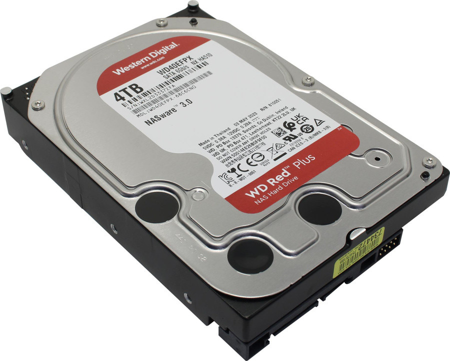 Жёсткий диск HDD 4 Tb SATA 6Gb/s Western Digital Red Plus WD40EFPX 3.5" 5400rpm 256Mb (замена WD40EFZX) - фото 1 - id-p214273690