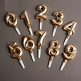 Свеча цифра 1, золото 8 см, фото 2