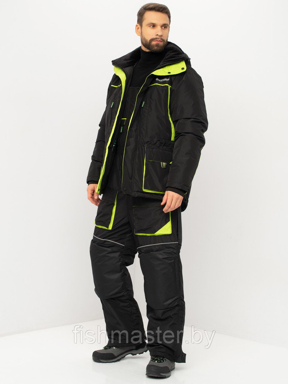 Костюм HUNTSMAN Elbrus -35°C цв Черный/Лайм 56-58/170-176 - фото 4 - id-p222144755