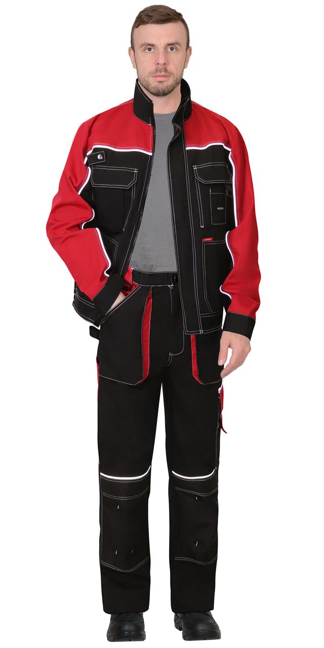 Костюм СИРИУС-АГАТ куртка, брюки черный с малиновым - фото 1 - id-p222150743
