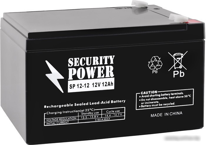 Аккумулятор для ИБП Security Power SP 12-12 F2 (12В/12 А·ч) - фото 1 - id-p222151130