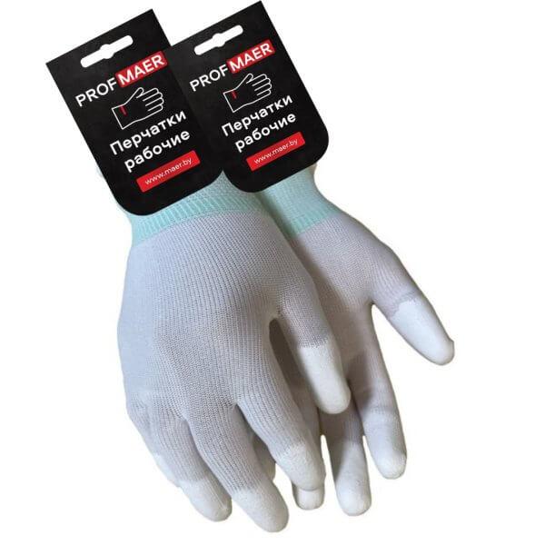 Перчатки из полиэстра с ПУ покрытием " Пальчики", р-р 9 с ярлыком // PROFMAER - фото 1 - id-p222166295
