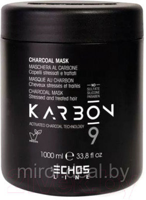 Маска для волос Echos Line Karbon 9 Charcoal угольная для волос страдающих от хим. процедур - фото 1 - id-p222163320