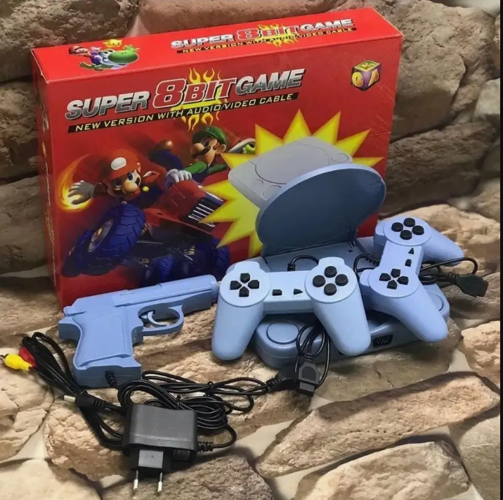 Игровая приставка SUPER 8 bit GAME с пистолетом и двумя игровыми джойстиками - фото 1 - id-p146046253