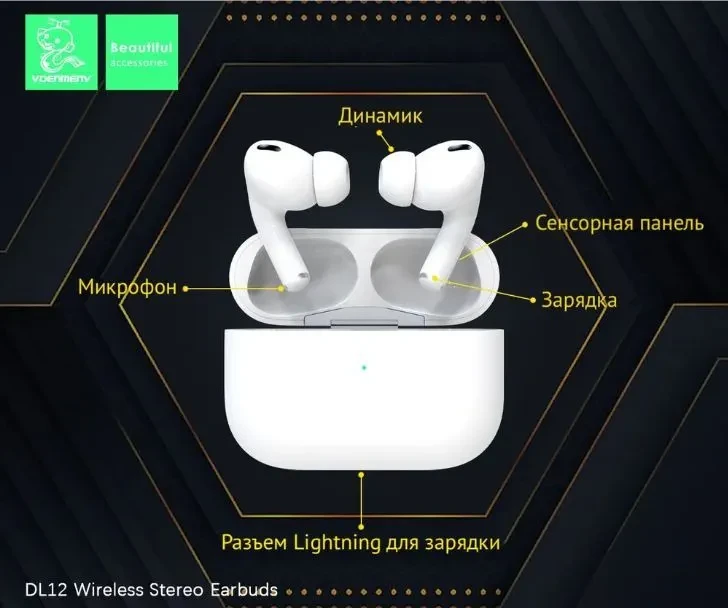 Наушники беспроводные Bluetooth VDENMENV DL12 TWS Белый (BT 5.0, 25mAh + 200mAh) - фото 3 - id-p218673203