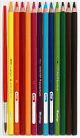 Карандаши цветные акварельные Berlingo SuperSoft «Рыбки» + кисть 12 цветов, длина 180 мм