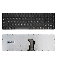 Клавиатура для ноутбука Lenovo IdeaPad Y570, чёрная, с серой рамкой, US