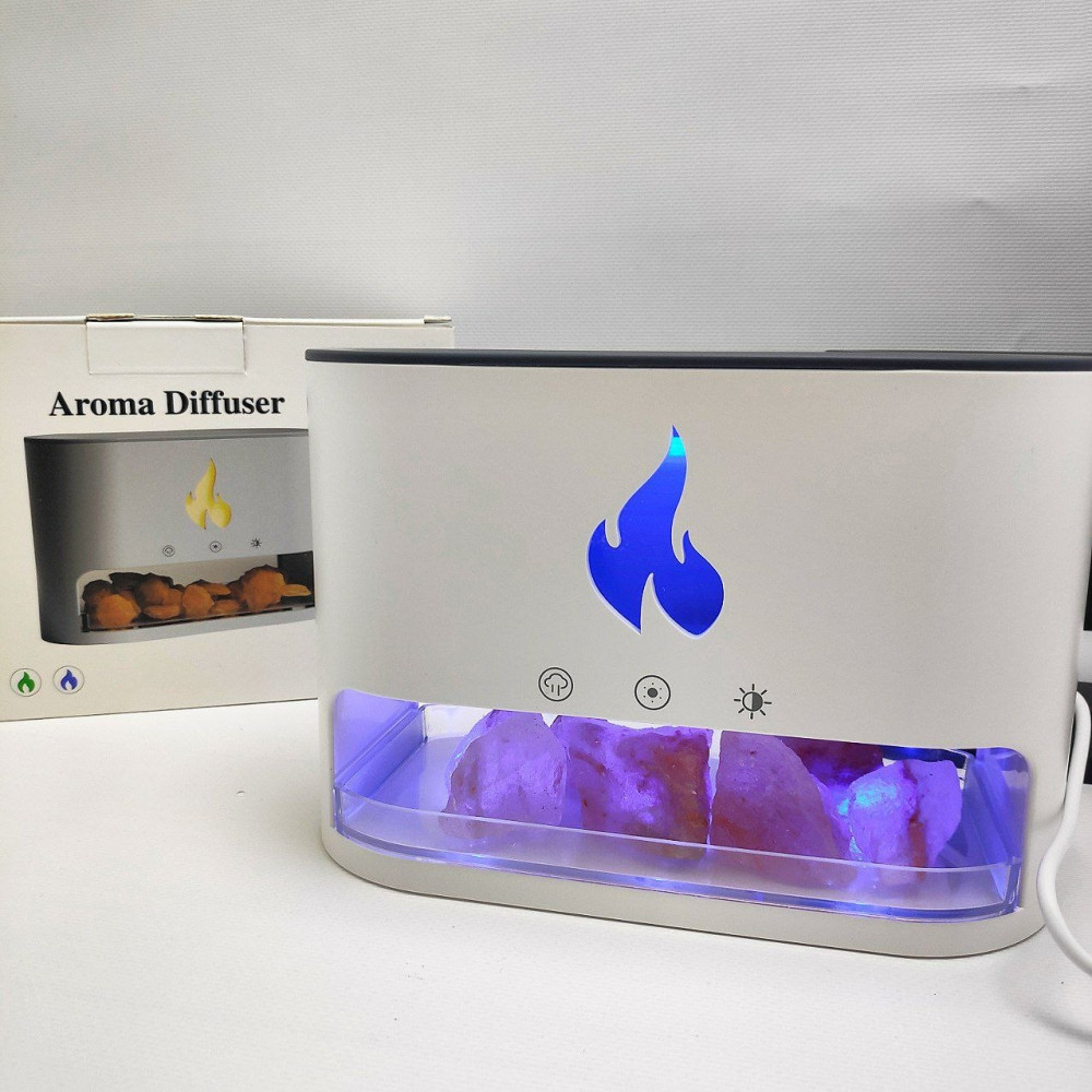 Аромадиффузор - ночник с эффектом камина Aroma Diffuser Touch Panel Version (4 вида подсветки, камни из гимала - фото 7 - id-p222199315
