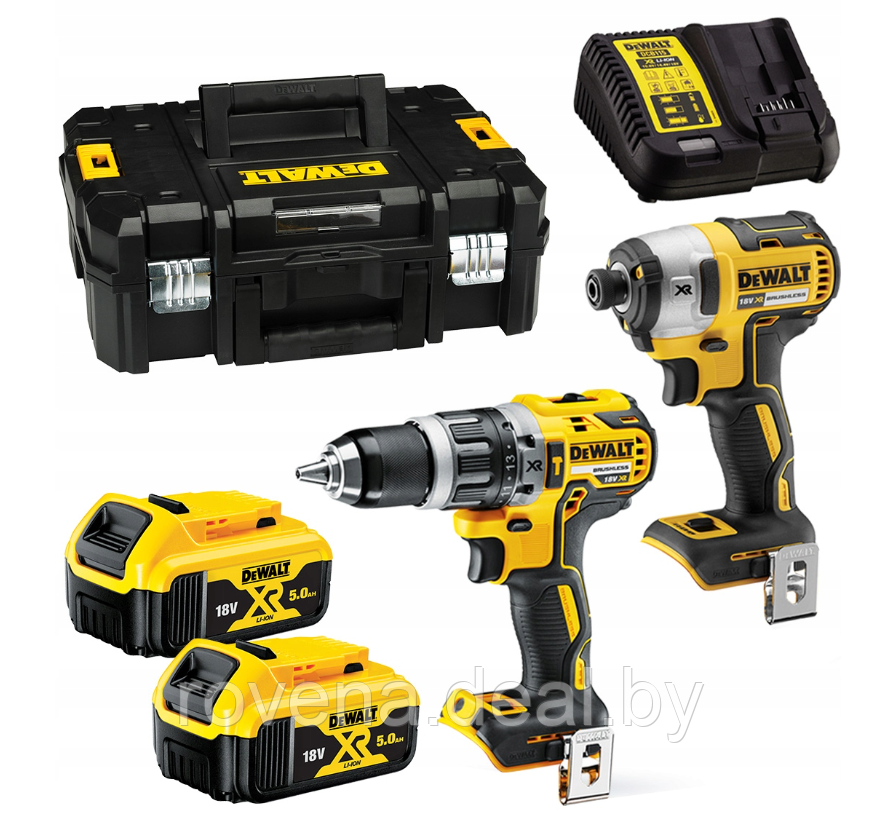 Набор электроинструментов DeWalt DCK266P2T ударный шуруповерт DCD796 + импакт DeWalt DCF887 18V + 2X5AH+ кейс - фото 1 - id-p222199682