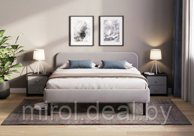 Двуспальная кровать Сонум Hanna с металлическим основанием 160x200 - фото 6 - id-p222200746