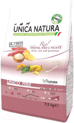 Сухой корм для собак Unica Natura Mini утка, рис, картофель - фото 1 - id-p221794715