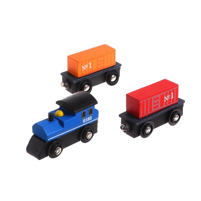 Детская игрушка для ж/д "Паровоз + 2 вагона" 2,5×8×19 см - фото 2 - id-p222205517