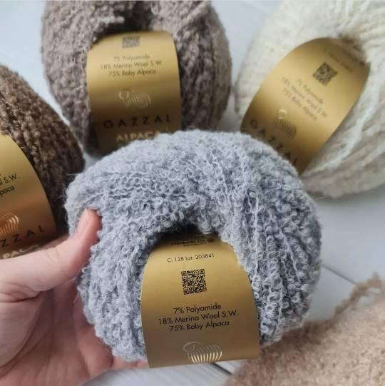 Пряжа Gazzal Alpaca Boucle (Газзал Альпака Букле) цвет 126 грильяж / коричневый - фото 3 - id-p222205682