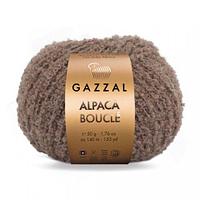 Пряжа Gazzal Alpaca Boucle (Газзал Альпака Букле) цвет 126 грильяж / коричневый