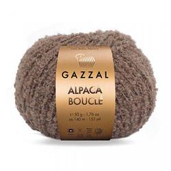 Пряжа Gazzal Alpaca Boucle (Газзал Альпака Букле) цвет 126 грильяж / коричневый