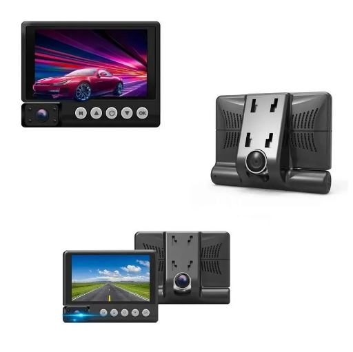 Видеорегистратор с тремя видеокамерами Video Car DVR WDR Full HD 1080P, 4 LCD экран - фото 1 - id-p222211039