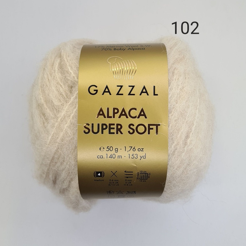 Пряжа Gazzal Alpaca Super Soft (Газзал Альпака Супер Софт) цвет 102 светлый беж - фото 1 - id-p222211066