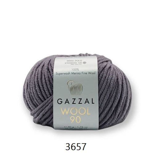 Пряжа Gazzal Wool 90 (Газзал Вул 90) цвет 3657 тёмно-серый