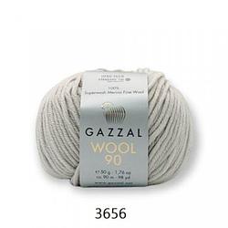 Пряжа Gazzal Wool 90 (Газзал Вул 90) цвет 3656 светло-серый