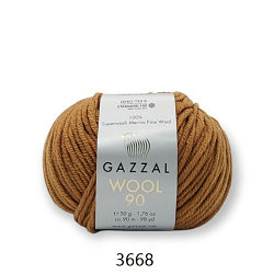 Пряжа Gazzal Wool 90 (Газзал Вул 90) цвет 3668 корица