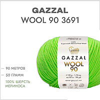 Пряжа Gazzal Wool 90 (Газзал Вул 90) цвет 3691 неоновый салатовый