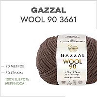 Пряжа Gazzal Wool 90 (Газзал Вул 90) цвет 3661 шоколад