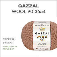 Пряжа Gazzal Wool 90 (Газзал Вул 90) цвет 3654 теплый беж /темная пудра