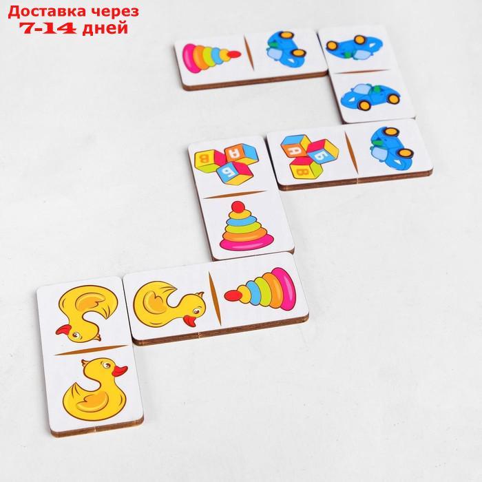 Домино "Детские игрушки", 28 элементов, размер плашки: 3 × 6 × 0,4 см - фото 1 - id-p222167552