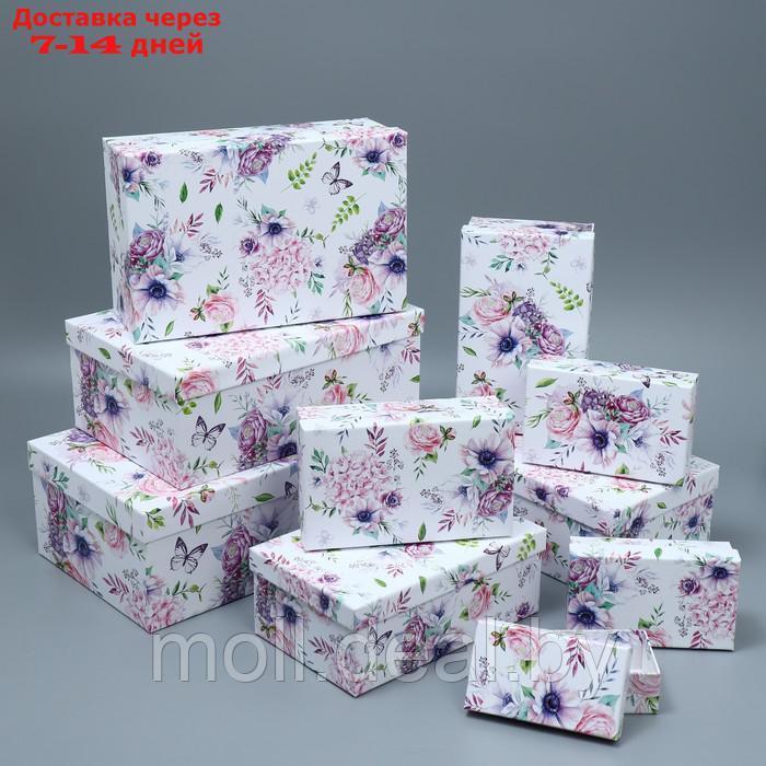 Набор подарочных коробок 10 в 1 "Цветы", 12 × 7 × 4 - 32.5 × 20 × 12.5 см - фото 1 - id-p222168194