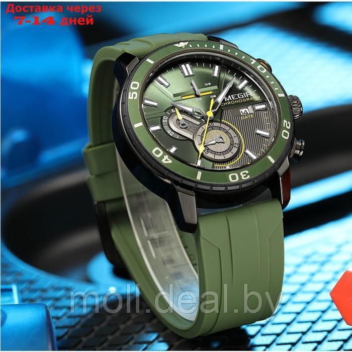 Часы наручные мужские, d-4.6 см, с хронографом, 3 АТМ, светящиеся, зеленые - фото 2 - id-p222195238