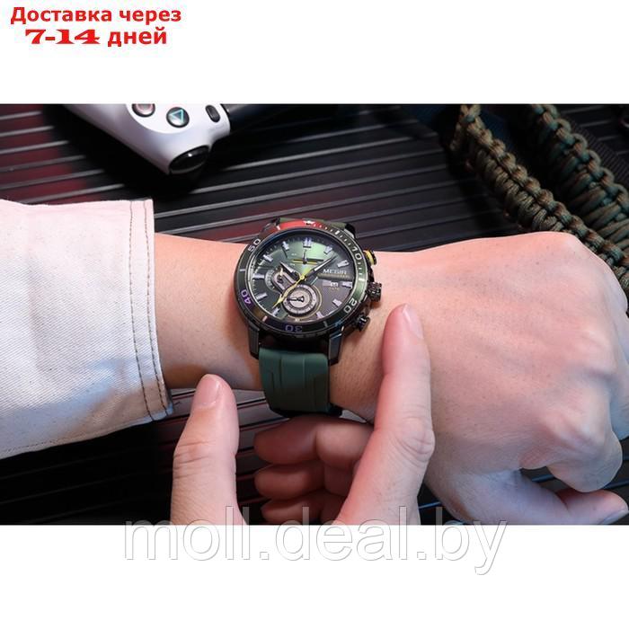 Часы наручные мужские, d-4.6 см, с хронографом, 3 АТМ, светящиеся, зеленые - фото 3 - id-p222195238