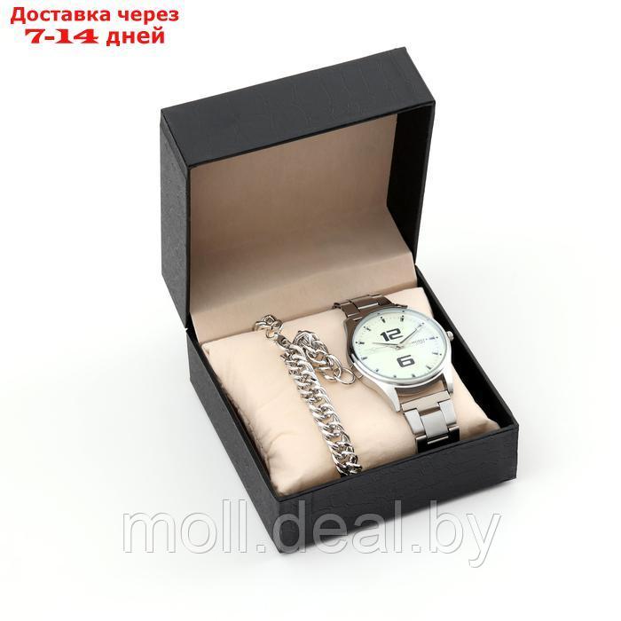 Мужской подарочный набор 2 в 1: наручные часы, браслет - фото 1 - id-p222195239