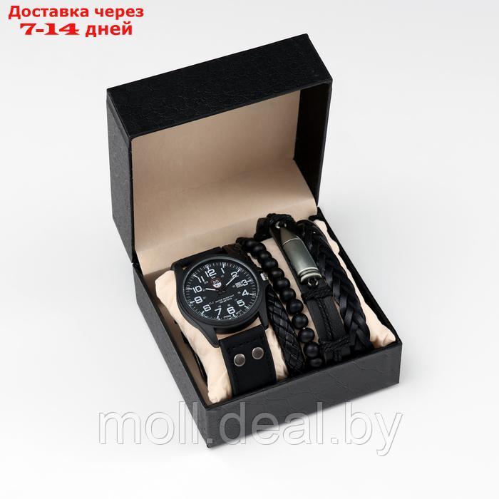 Мужской подарочный набор "Пуля" 2 в 1: наручные часы, браслет - фото 1 - id-p222195242