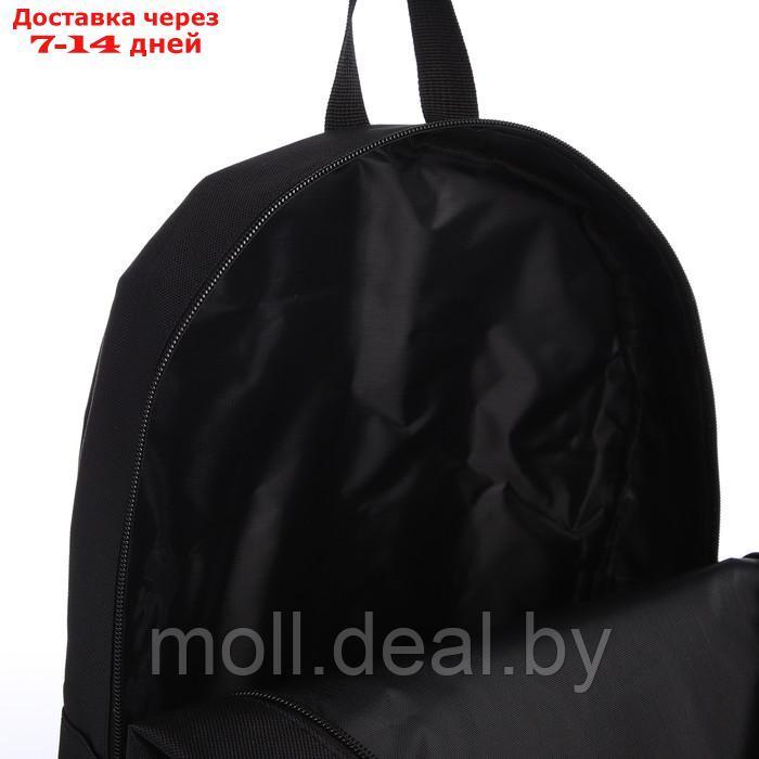 Рюкзак текстильный с карманом кожзам, 38х29х11 см, черный, синий - фото 5 - id-p222195244
