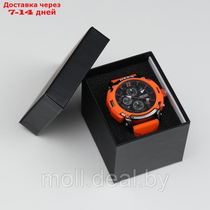 Часы наручные мужские, d-5.1 см, с хронографом, 3 АТМ, светящиеся, оранжевые - фото 4 - id-p222195247